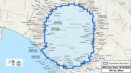 2022 Oriental Fruit Fly Quarantine Boundaries - Orange County