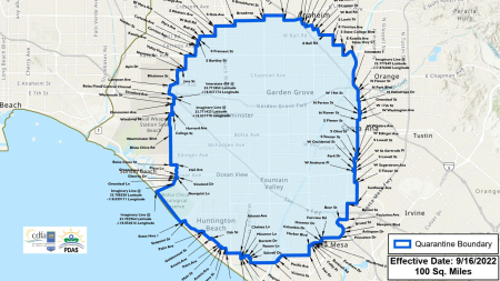 2022 Oriental Fruit Fly Quarantine Boundaries - Orange County 